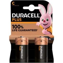 DURACELL Plus 100% New Batterie alcaline mezze torce C 1,5V LR14 MN1400 bl.2 pz.
