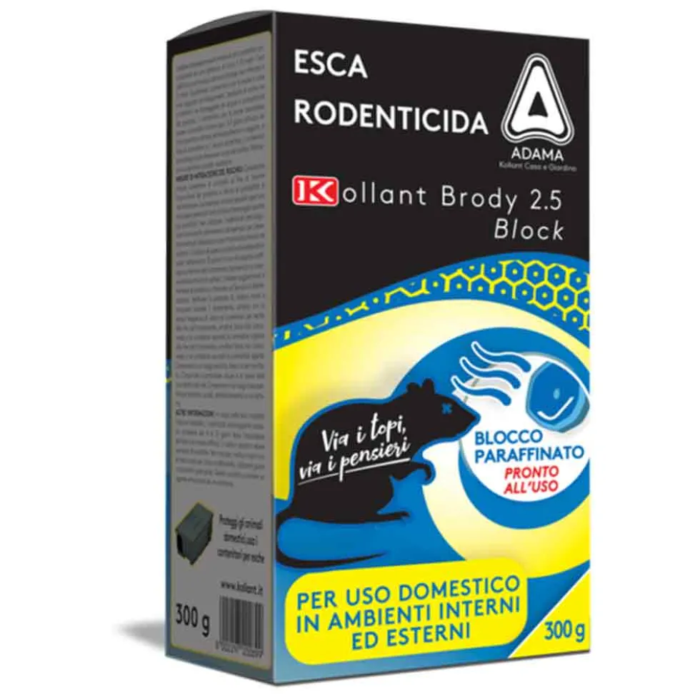 Esca per topi in blocchi paraffinati a base di brodifacoum gr.300 BRODY 2.5 BLOCK KOLLANT