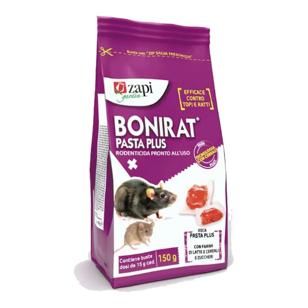 Esca per topi pronta all' uso ZAPI BONIRAT PASTA fresca al difenacoum cf.150 gr.