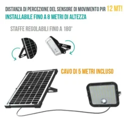 Faretto led da esterno con pannello solare faro proiettore CFG LUMINA PARK 5000 lumen 4000K con sensore di movimento