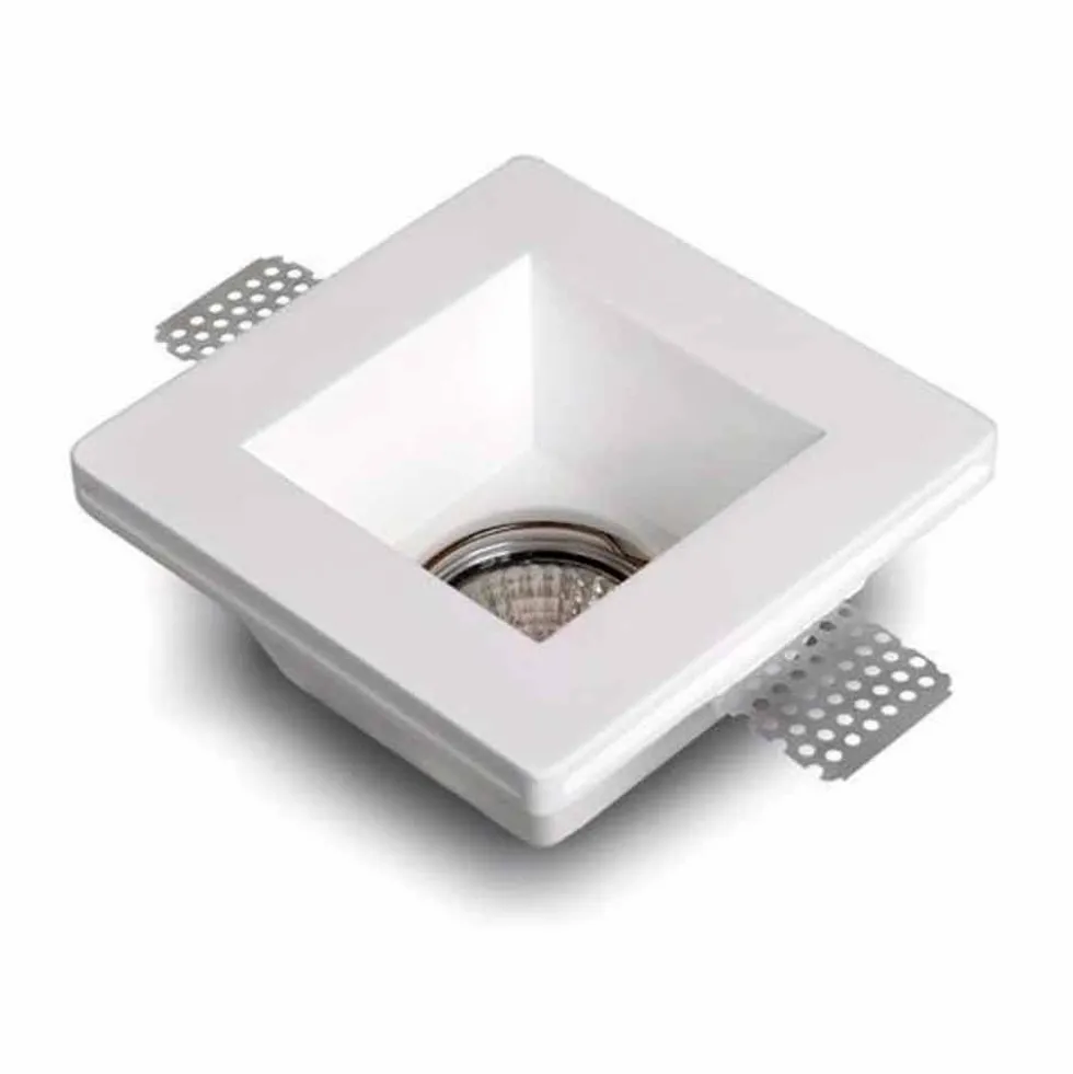Faretto quadrato in gesso ceramico ad incasso a scomparsa mm.120 x 120 Made in Italy CSF085