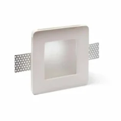Faretto quadrato slim in gesso ceramico ad incasso a scomparsa con vetro sintetico mm.120 x 120 Made in Italy CSF013