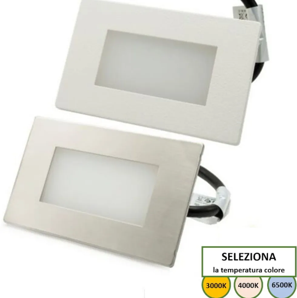 Faretto segnapasso LED COVERAGE per cassetta 503 con cover intercambiabile IP65 3W 3CCT 3000/4000/6000K