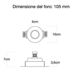 Faretto slim tondo in gesso ad incasso a scomparsa cm.10 CSF010