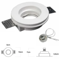 Faretto slim tondo in gesso ad incasso a scomparsa cm.10 CSF010