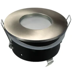 Faretto tondo in alluminio IP65 nickel satinato ø82 x 54mm portalampade GU10 OPTONICA 2010