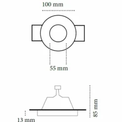 Faretto tondo in gesso ceramico ad incasso a scomparsa dm.100 Made in Italy CSF015