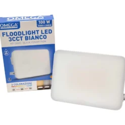 Faro proiettore led floodlight tutto schermo 100W 10000 lumen con selettore 3CCT OMEGA LD710 bianco