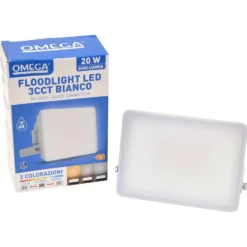 Faro proiettore led floodlight tutto schermo 20W 2000 lumen con selettore 3CCT OMEGA LD702 bianco