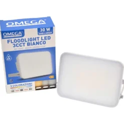 Faro proiettore led floodlight tutto schermo 30W 3000 lumen con selettore 3CCT OMEGA LD703 bianco