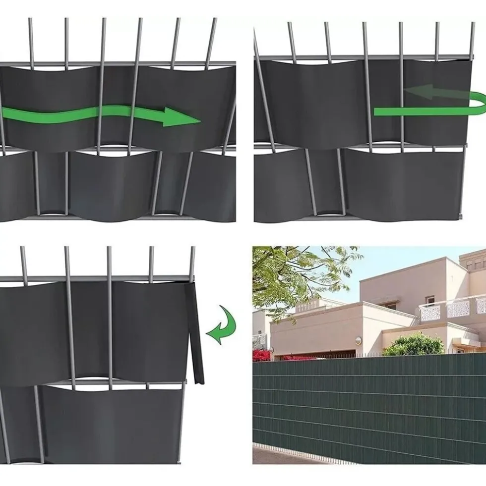 Fascia frangivista striscia telo in pvc oscurante per recinzioni cm.19 x 35 mt. foglie con clips di fissaggio