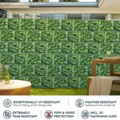Fascia frangivista striscia telo in pvc oscurante per recinzioni cm.19 x 35 mt. foglie con clips di fissaggio