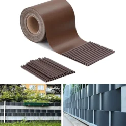 Fascia frangivista striscia telo in pvc oscurante per recinzioni cm.19 x 35 mt. marrone con clips di fissaggio
