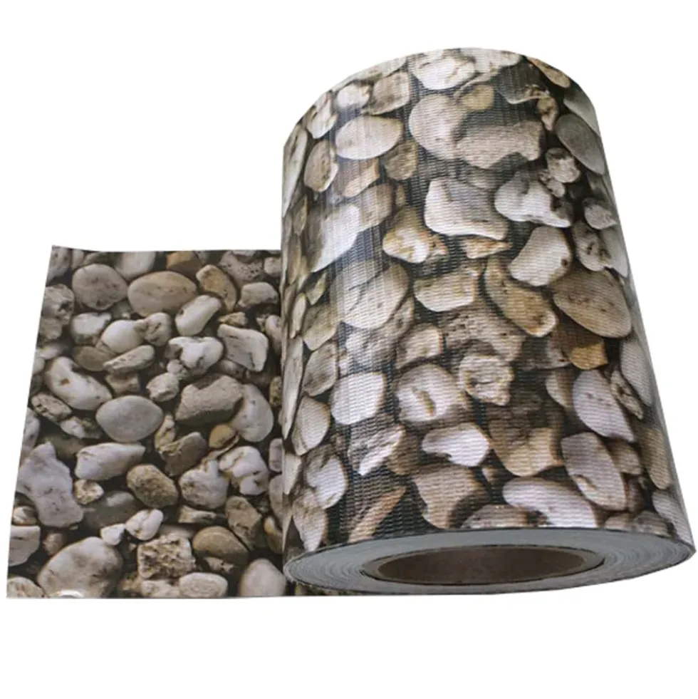 Fascia frangivista striscia telo in pvc oscurante per recinzioni cm.19 x 35 mt. stone effetto pietre con clips di fissaggio