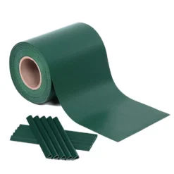 Fascia frangivista striscia telo in pvc oscurante per recinzioni cm.19 x 35 mt. verde con clips di fissaggio