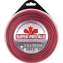 Filo nylon professionale quadro per decespugliatore ALUMADE con ossido di alluminio dm.3,5 x 39 mt. rosso