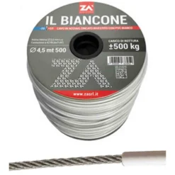 Filo stendibiancheria plastificato BIANCONE con anima in acciaio zincato mm.4,5 VENDITA AL METRO