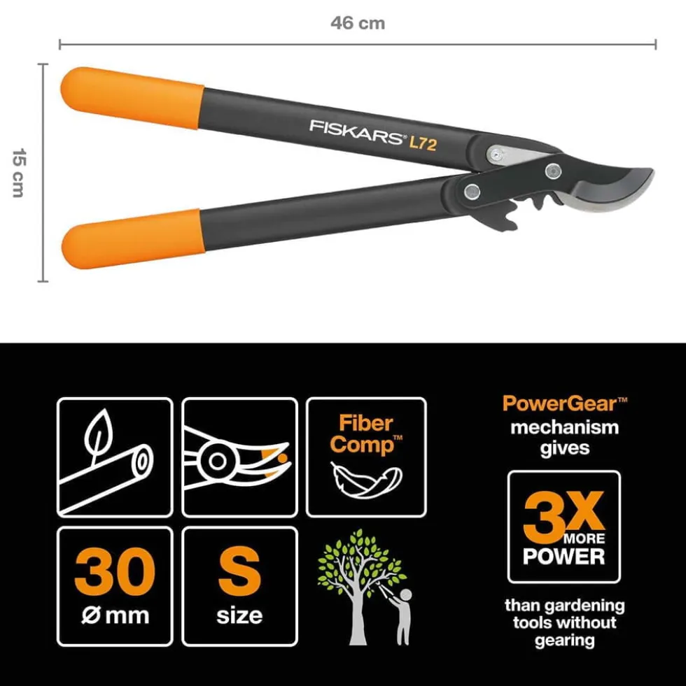 Forbici cesoia troncarami FISKARS POWERGEAR L72 lame bypass ad uncino