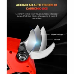 Forbici da pota elettrica a batteria 21V 2Ah brushless cesoia da potatura 2 batterie 21V con valigetta