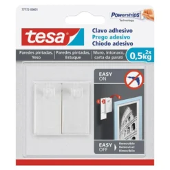 Ganci adesivi fissi bianchi per muro intonaco e carta da parati bl.2 pz. TESA 77772