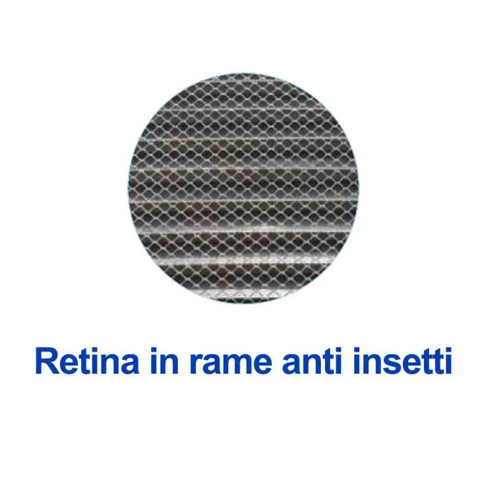 Griglia di aerazione in alluminio tonda dm.100 con rete