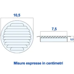 Griglia di aerazione in alluminio tonda dm.80 con rete
