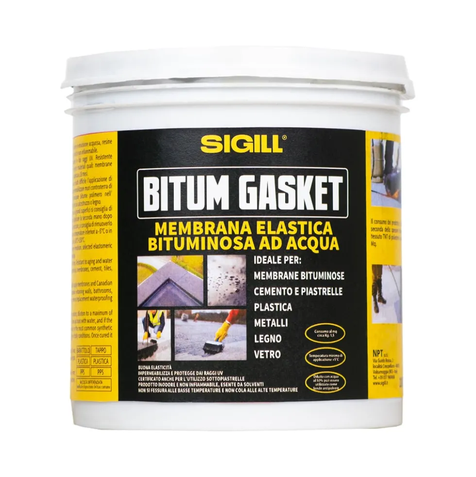 Guaina impermeabilizzante adesivo bituminoso sigillante nero SIGILL BITUM GASKET barattolo kg.1