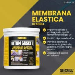 Guaina impermeabilizzante adesivo bituminoso sigillante nero SIGILL BITUM GASKET barattolo kg.1