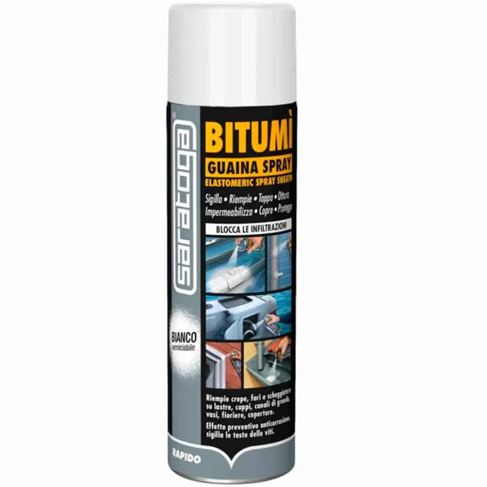 Guaina spray bituminosa impermeabilizzante SARATOGA BITUMI' bianco ml.500