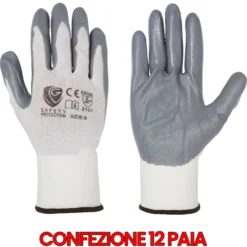 Guanti da lavoro in nylon/nitrile cf.12 paia taglia a scelta