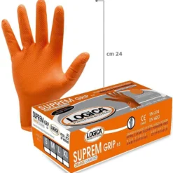 Guanti monouso professionali in nitrile arancio diamantato puntinato LOGICA SUPREM8 cf.50 pz.