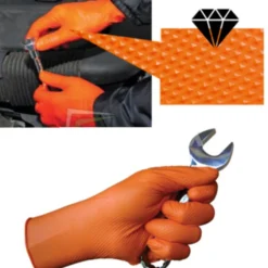 Guanti monouso professionali in nitrile arancio diamantato puntinato LOGICA SUPREM8 cf.50 pz.