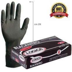 Guanti monouso professionali in nitrile nero super resistenti extra lunghi cm.30 LOGICA BLACKNITRO cf.50 pz. varie taglie