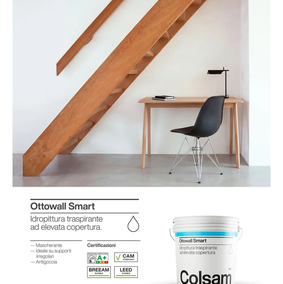 Idropittura traspirante ad elevata copertura COLSAM OTTOWALL SMART bianco