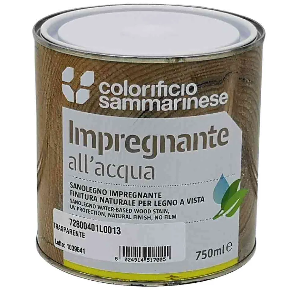 Impregnante all' acqua SANOLEGNO trasparente finitura naturale lt.0,750 - 2,500 COL. SAMMARINESE