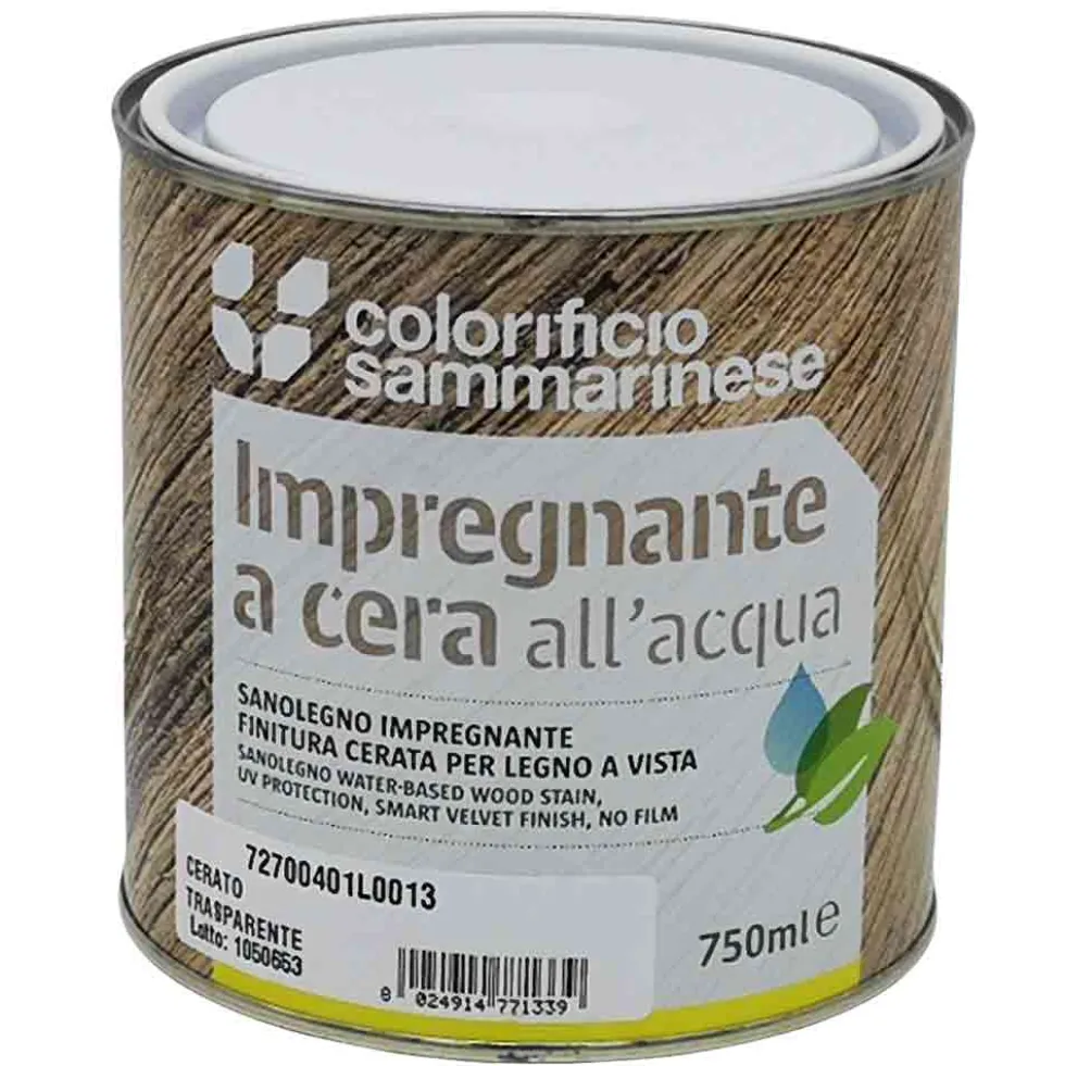 Impregnante cerato all' acqua COLSAM SANOLEGNO trasparente satinato lt.0,750 - 2,500