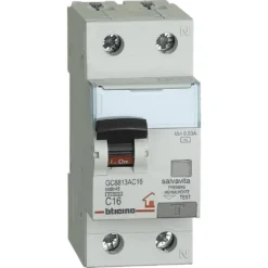 Interruttore magnetotermico differenziale BTDIN 1P+N 2m AC 16A 0.03A BTICINO GC8813AC16