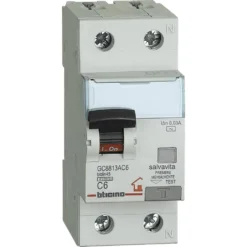 Interruttore magnetotermico differenziale BTDIN 1P+N 2m AC 6A 0.03A BTICINO GC8813AC6