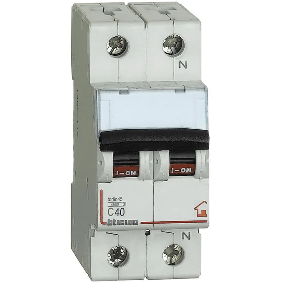 Interruttore magnetotermico modulare BTDIN 1P+N 2m 40A 4,5Ka BTICINO FC810NC40