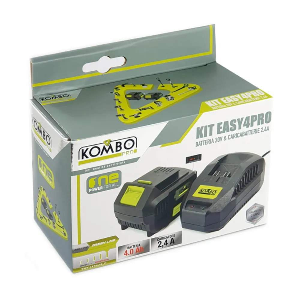 Kit batteria al litio 20V 4Ah + caricabatteria KOMBO PRO EASY4PRO compatibile con tutti gli utensili KOMBO PRO