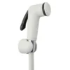 Kit doccetta con pulsante shut-off e flessibile bianco cm.120