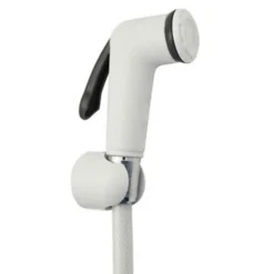 Kit doccetta con pulsante shut-off e flessibile bianco cm.120