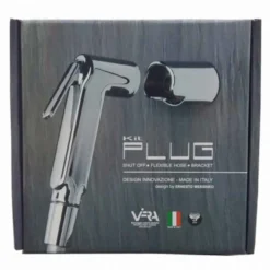 Kit doccetta idroscopino cromata con pulsante + flessibile rinforzato + supporto a muro