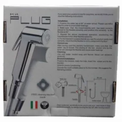 Kit doccetta idroscopino cromata con pulsante + flessibile rinforzato + supporto a muro