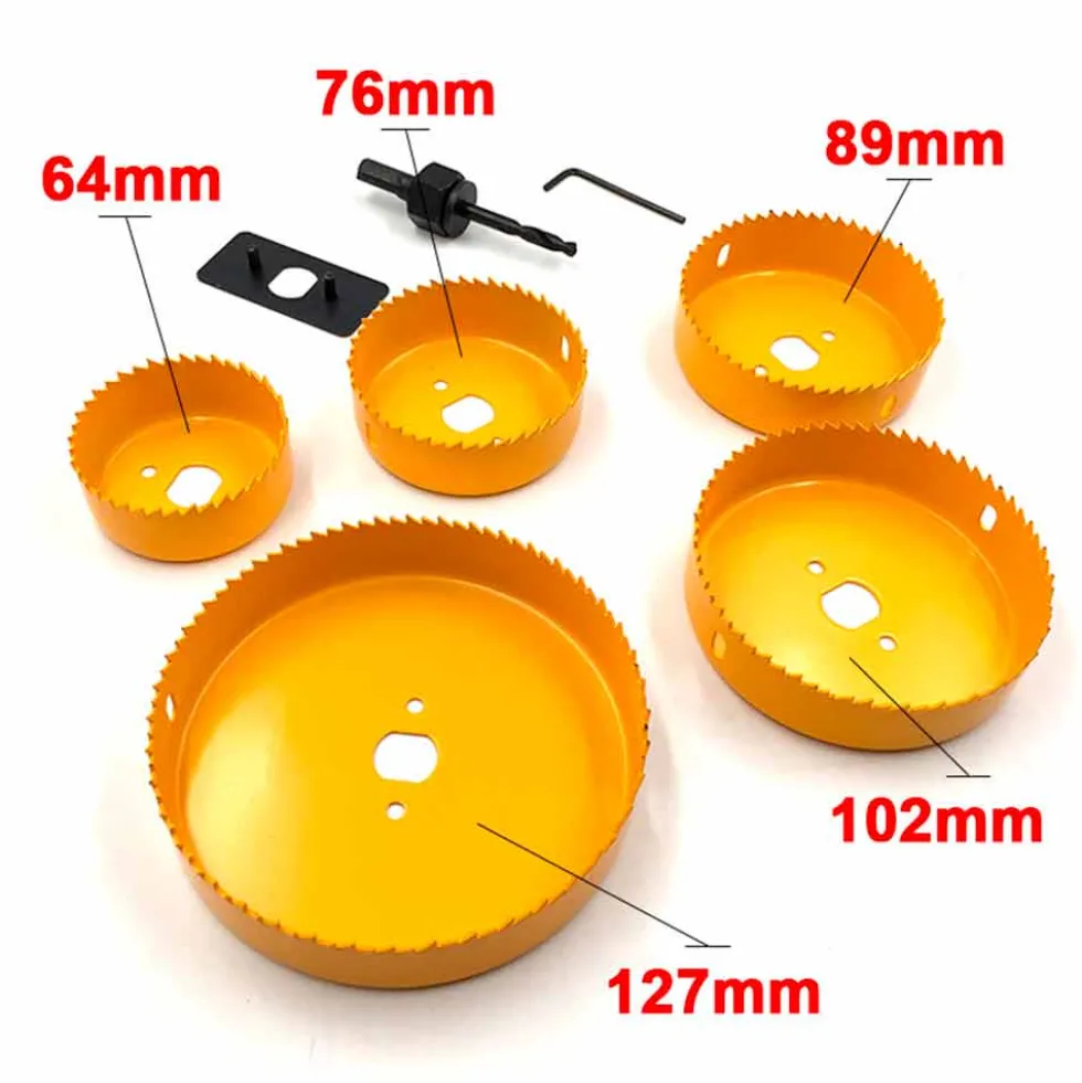 Kit frese a tazza bi-metal 8 pezzi da 64 a 127 mm TOLSEN 75866