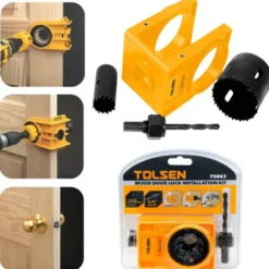 Kit frese a tazza con telaio di posizionamento per foratura porte legno TOLSEN 75863