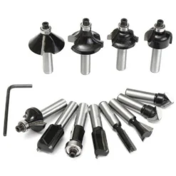 Kit 12 frese per legno gambo 1/4" mm.6 TOLSEN 75680 per fresatrice verticale