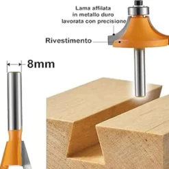 Kit 15 frese per legno gambo mm.8 TOLSEN 75681 per fresatrice verticale