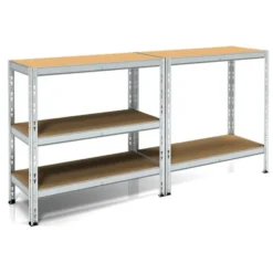 kit scaffale SOLID in acciaio zincato cm.90 x 40 x 180H con 5 ripiani in legno