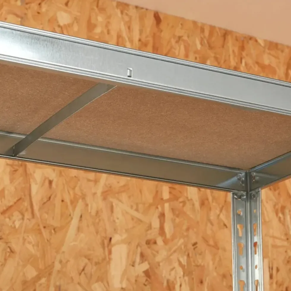 kit scaffale SOLID in acciaio zincato cm.90 x 40 x 180H con 5 ripiani in legno